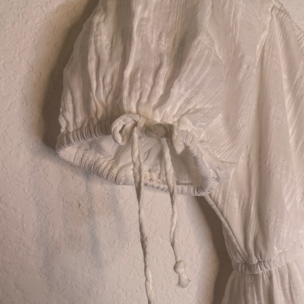 5 for 45!!!💗 White Boho Peasant Mini Dress - Picture 3 of 14